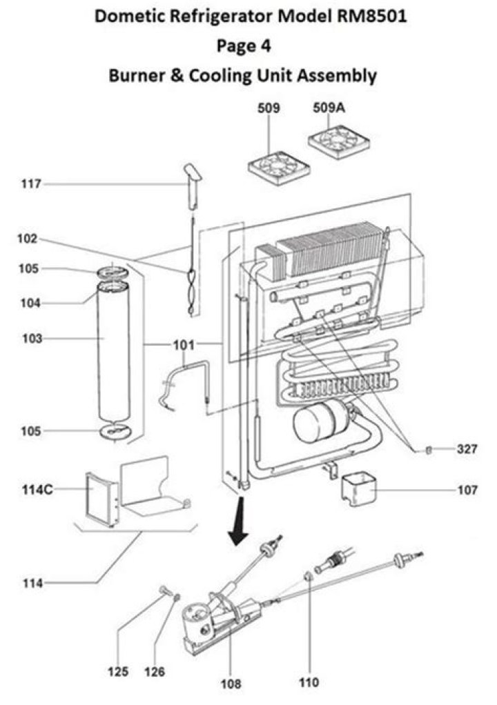 What are the parts for the rm8551 refrigerator?