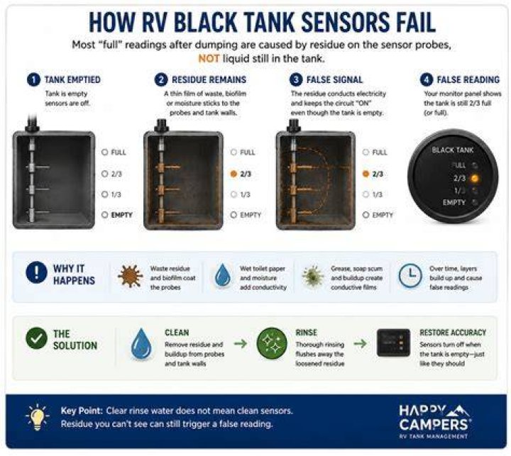 Where are the sensors in a black tank?